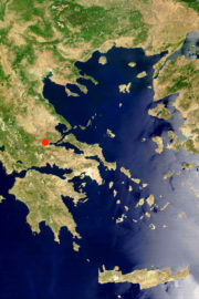 Karta över grekland som visar var Fthiotis ligger.